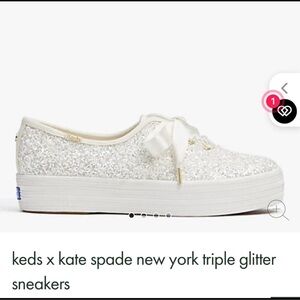 Keds x kate spade New York Triple white  Glitter Platform Sneakers New with box